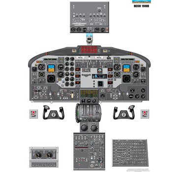 Aviation Training Graphics Cockpit Training Poster Beech 1900D 24" x 32" - Laminated