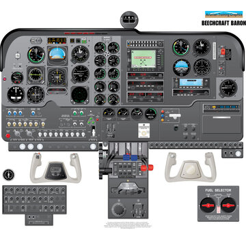 Aviation Training Graphics Cockpit Training Poster Beech Baron 24" x 21" - Laminated