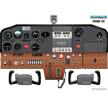 Aviation Training Graphics Cockpit Training Poster Cessna 152 24" x 17" - Laminated