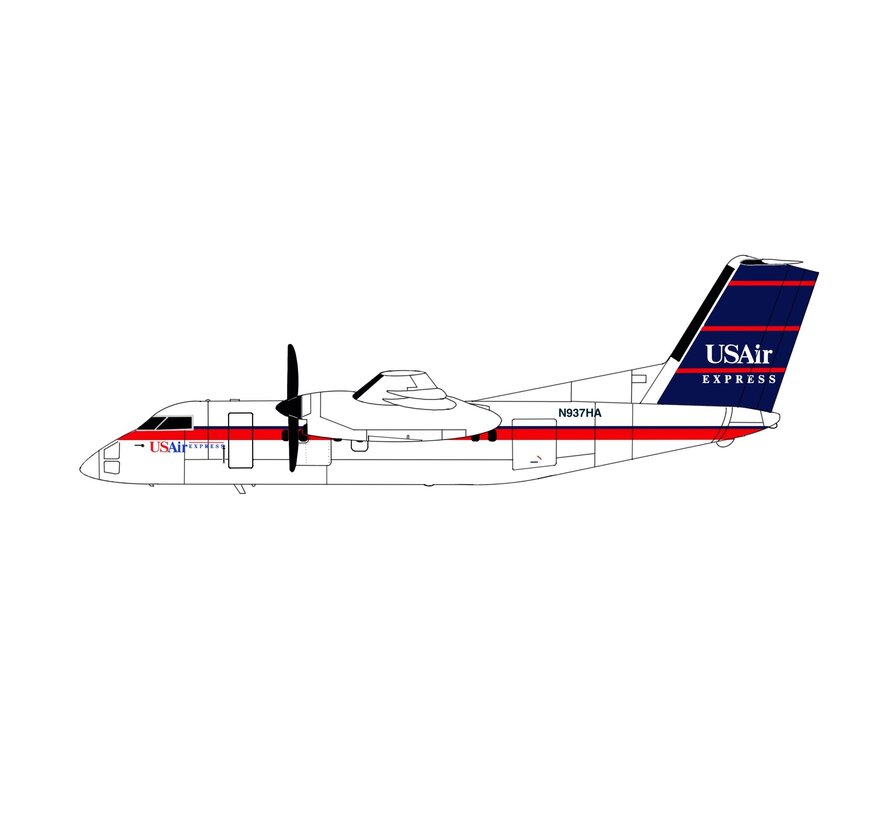 dash-8-100 USAir Express red cheatline blue tail N937HA 1:400