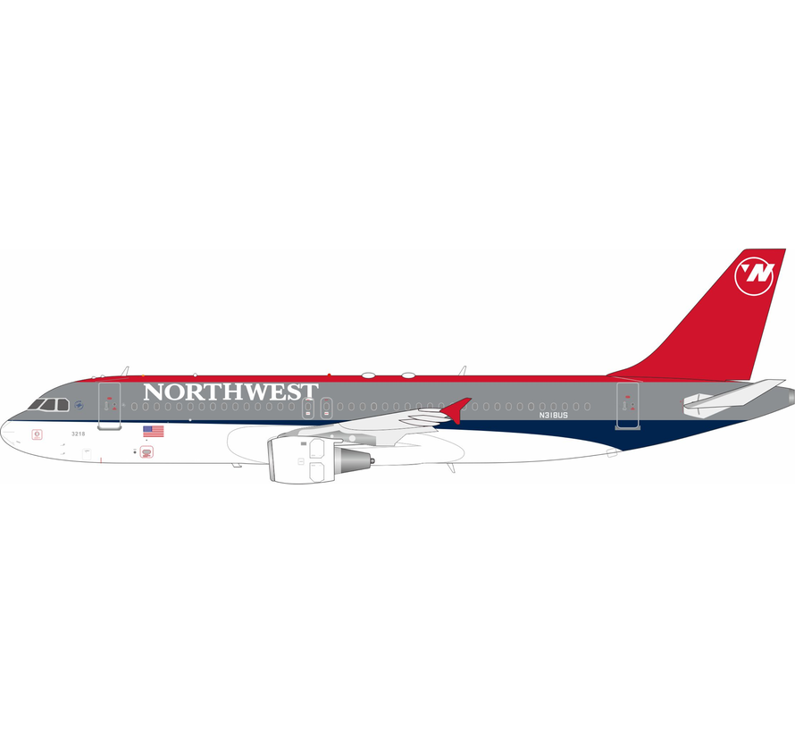 A320 Northwest Airlines bowling shoe livery N318US 1:200 +New Arrival+