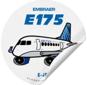 Plane Sticker Sticker United E175 Round