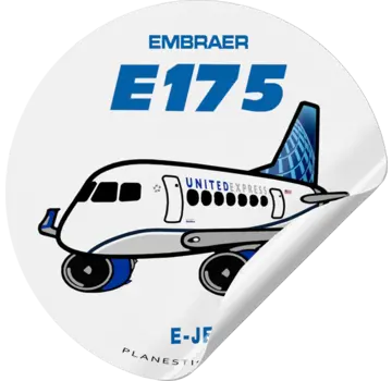 Plane Sticker Sticker United E175 Round