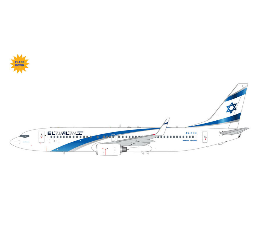 B737-800W El Al Israel Airlines 4X-EKK 1:200 winglets flaps down