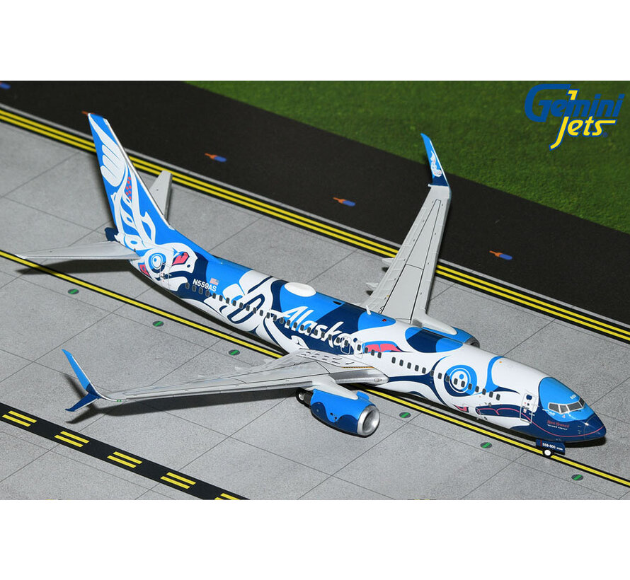 B737-800S Alaska Xáat Kwáani Salmon People N559AS 1:200 scimitars with upgraded stand +RESTOCK+ +NEW ARRIVAL+