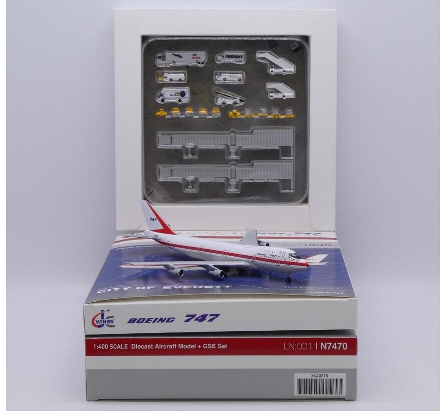 B747-100 Boeing House Colors First Prototype Museum Version N7470 1:400 with GSE Set  +pre-order+