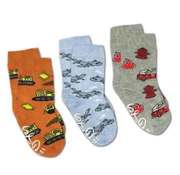 Good Luck Socks Airplanes, Construction and Firefighter Kids Socks / 3-Pack (0-12 months)
