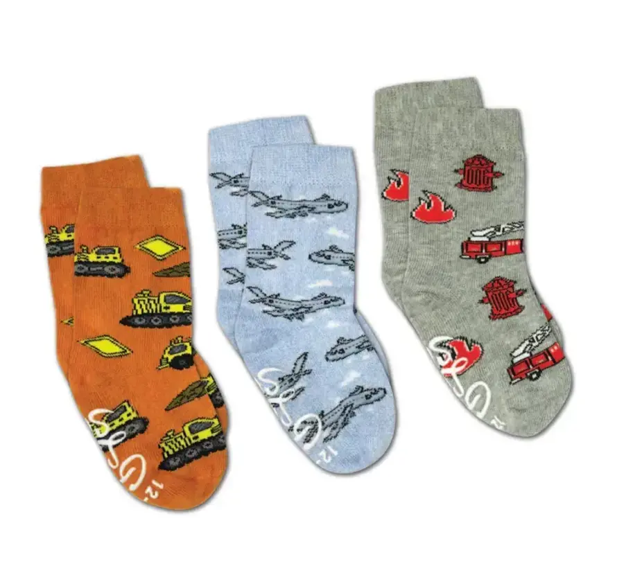 Airplanes, Construction and Firefighter Kids Socks / 3-Pack (0-12 months)