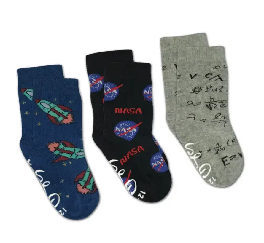 Math, Nasa and Rockets Kids Socks / 3-Pack (0-12 months)