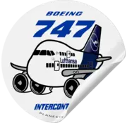 Plane Sticker Lufthansa B747-8 Sticker Round
