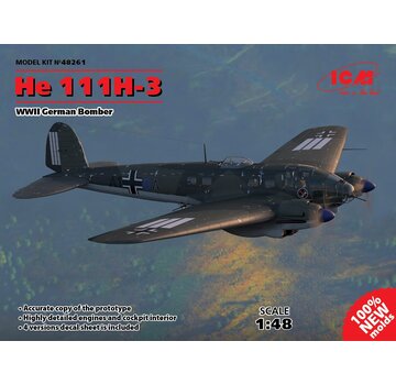 ICM Model Kits He111H-3 WWII German Bomber 1:48 2017 New tool
