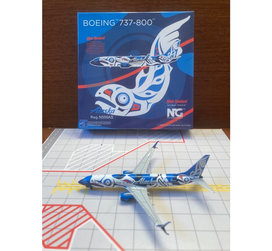 B737-800S Alaska Xáat Kwáani Salmon People N559AS 1:400 scimitars NG **Collection sale