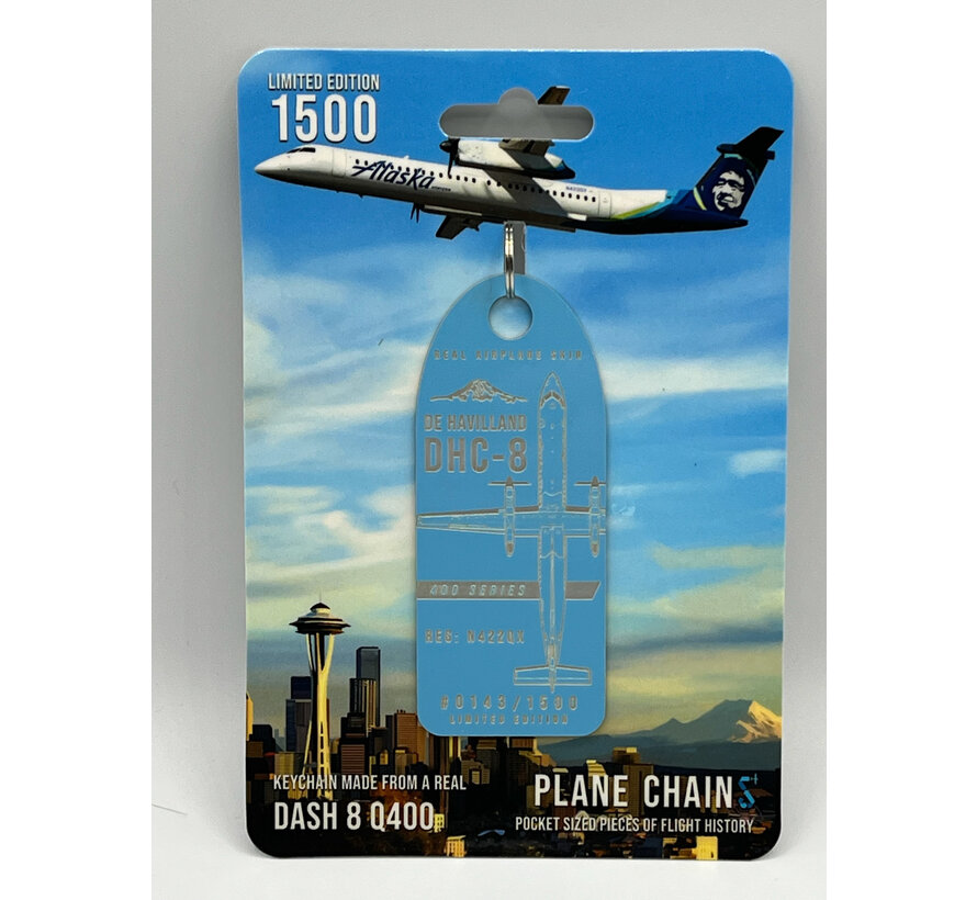 dash-8 Q400 Alaska 2011 livery N422QX sky blue aircraft skin tag +NEW ARRIVAL+