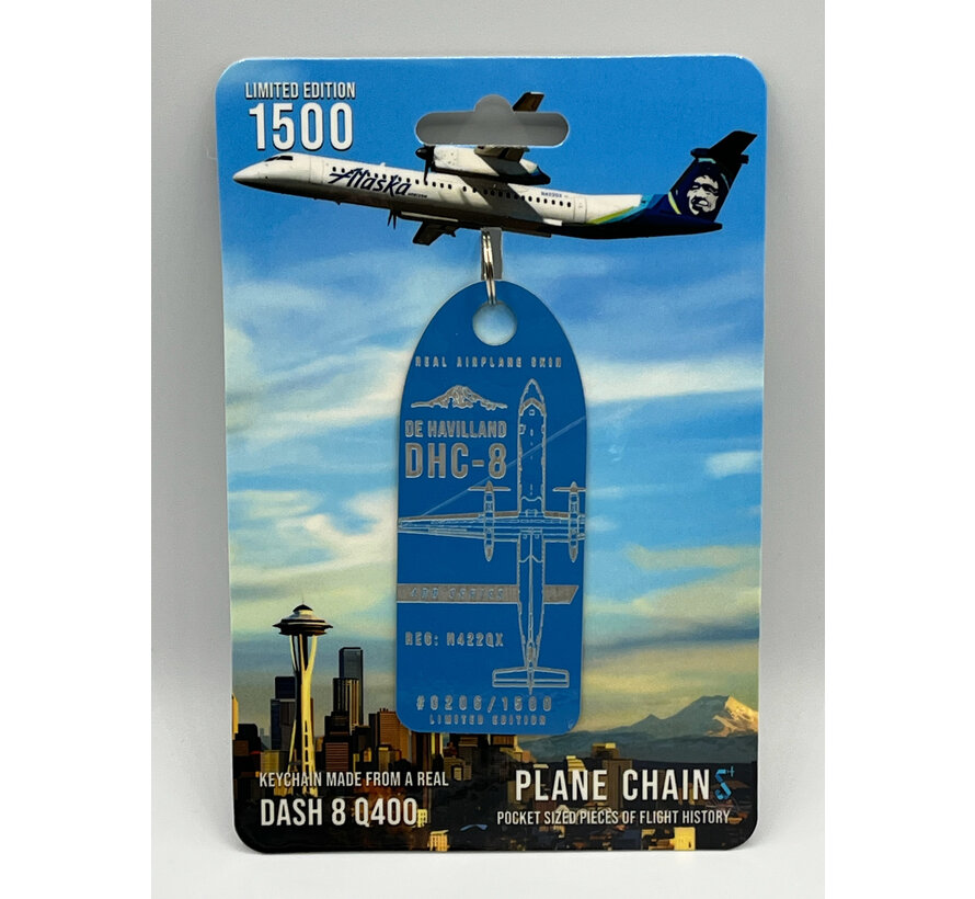 dash-8 Q400 Alaska 2011 livery N422QX mountain blue aircraft skin tag +NEW ARRIVAL+