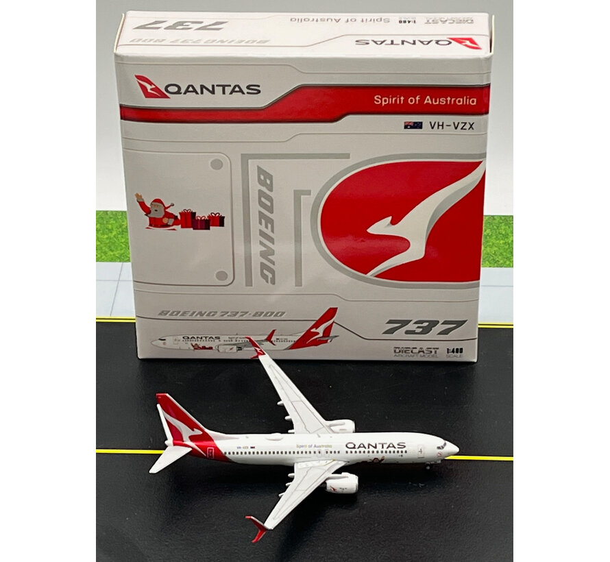 B737-800s QANTAS Santa VH-VZX 1:400 scimitars +New Arrival+