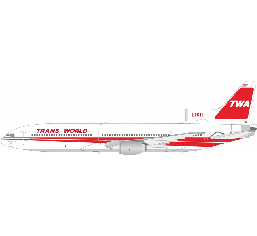 L1011-385-1-15 TriStar 100 TWA Trans World Airlines red poly livery N81026 1:200 +pre-order+