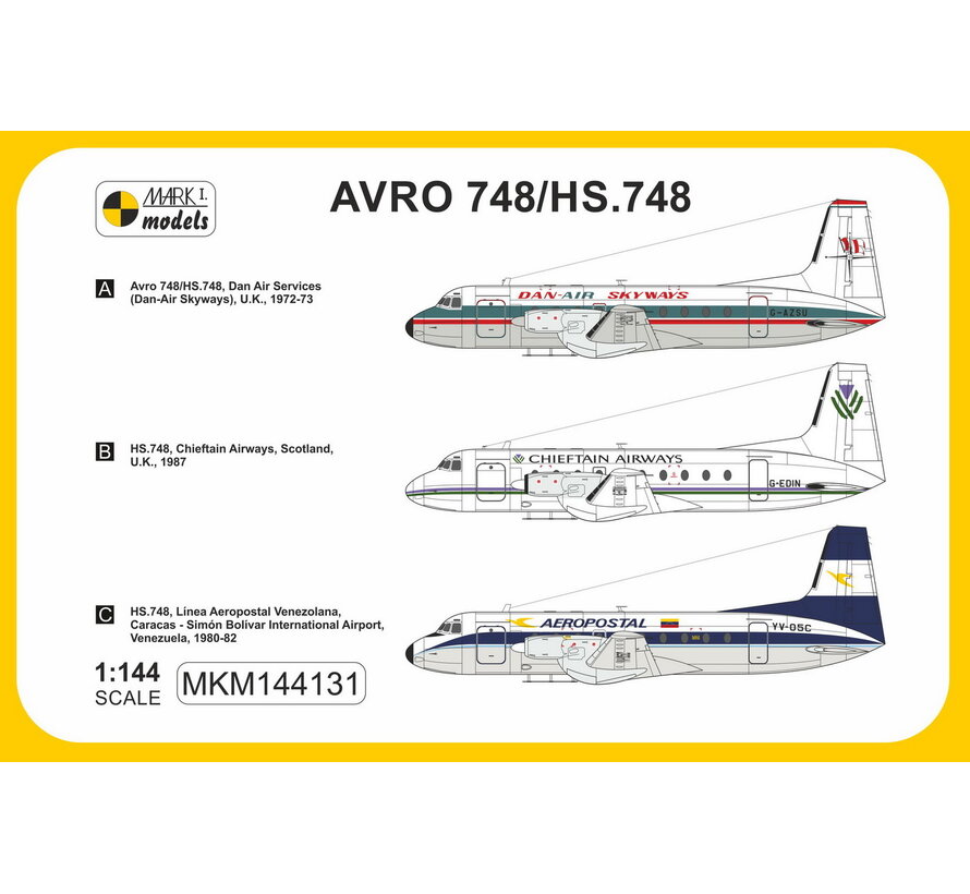 Mark 1 HS.748 'The Budgie' (Dan-Air Skyways, Chieftain Airways, Aeropostal Venezuela) 1:144