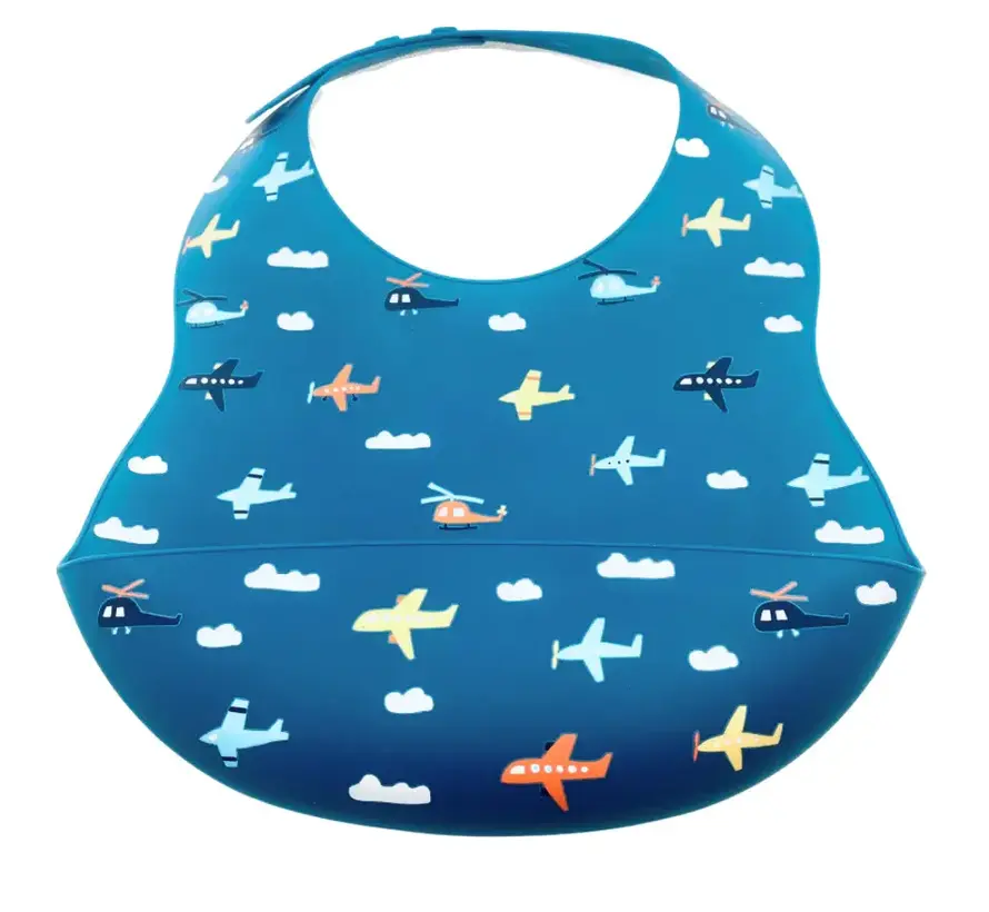 Little Aviator Silicone Bib Blue