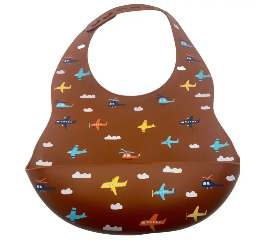 Little Aviator Silicone Bib Brown