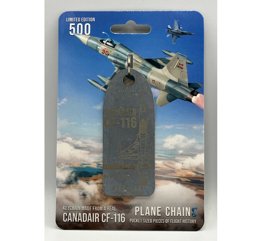 Canadair CF116 Freedom Fighter 116730 tip tank grey metal aircraft skin tag