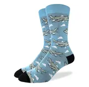 Good Luck Socks Men's Jumbo Jet Airplanes Socks (Size 13-17)