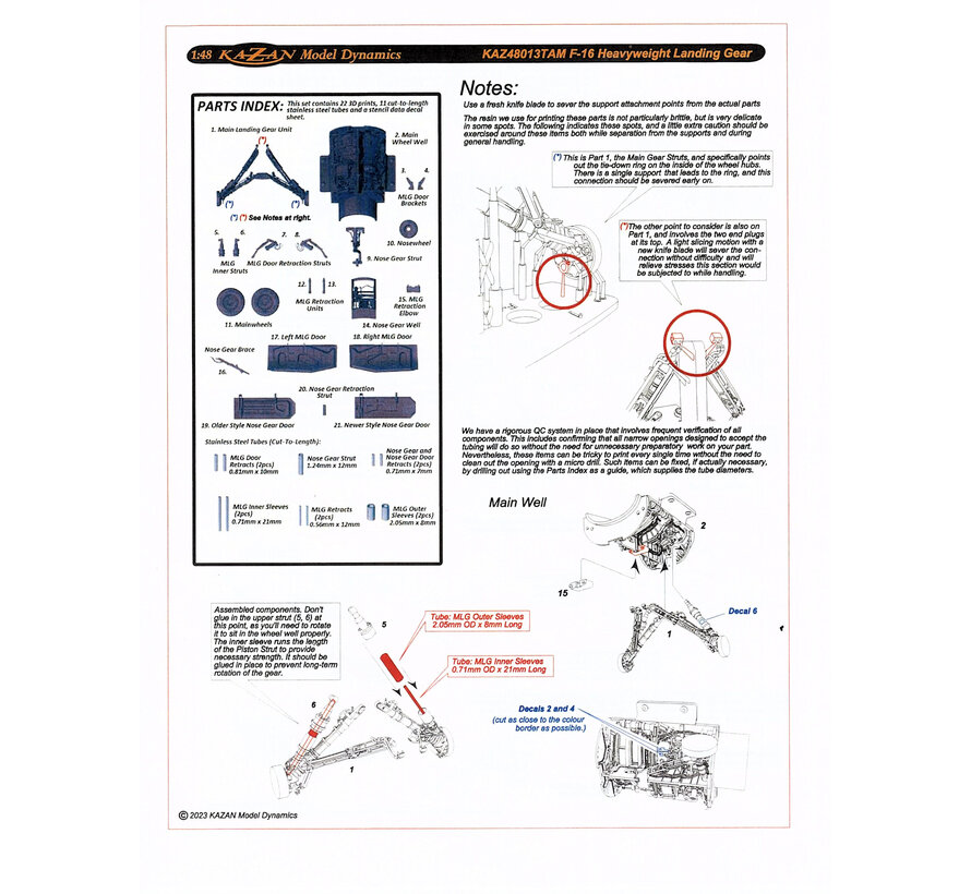 KAZAN F-16 Heavyweight Landing Gear set 1:48 [3D printed parts for Tamiya F16 kits]
