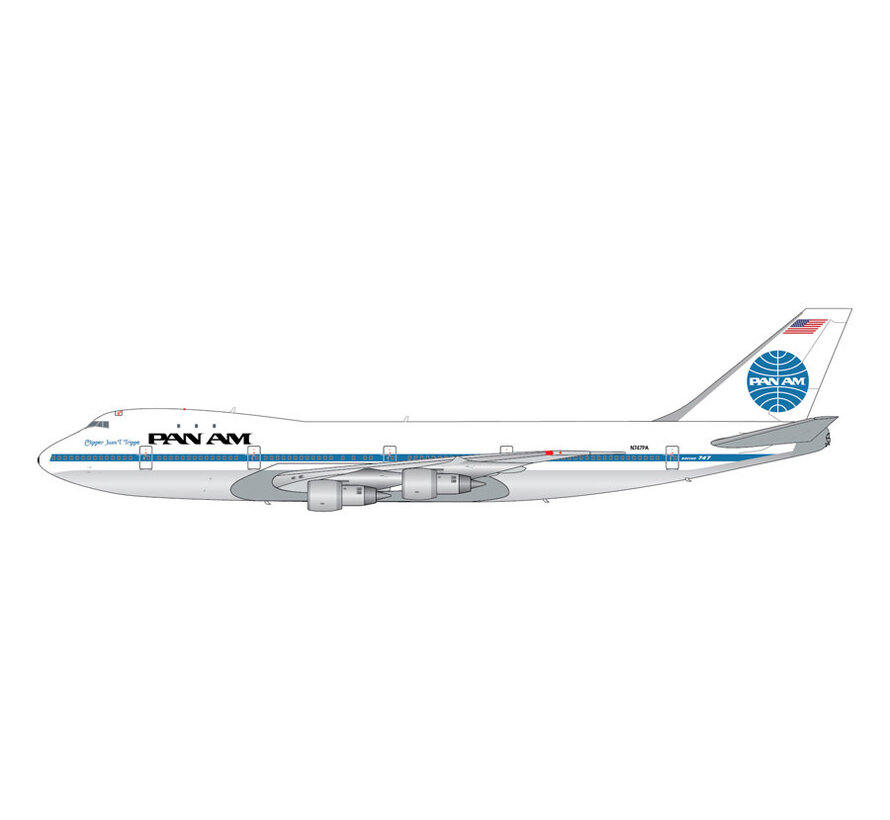 B747-100 Pan Am Clipper Juan T. Trippe black titles cheatline 1970s livery N747PA 1:200 +pre-order+