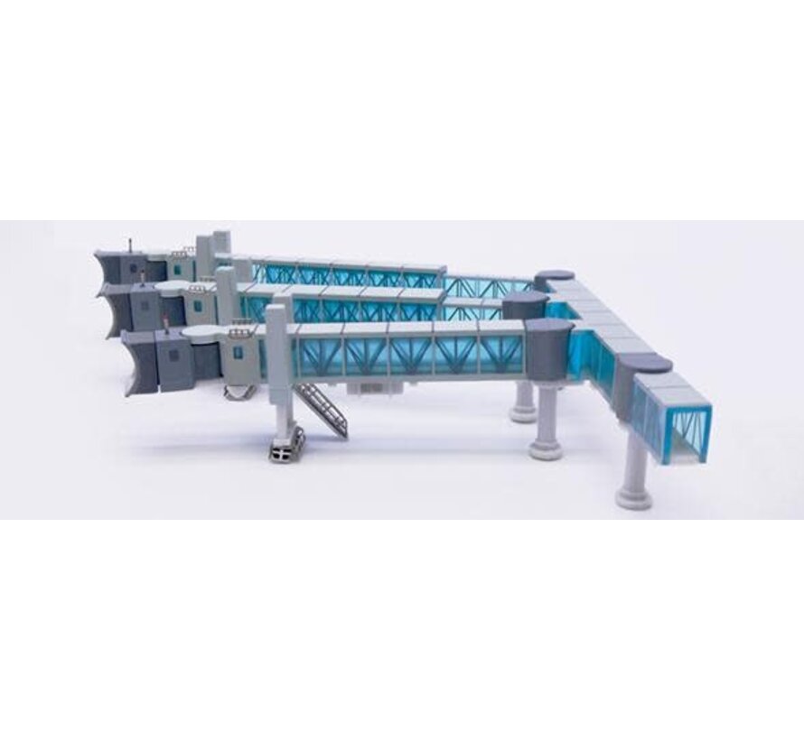 Air Passenger Bridge 3 Piers for A380 Transparent Blue 1:400 +pre-order+