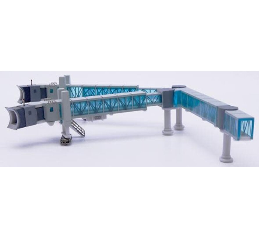 Air Passenger Bridge 2 Piers for B747 Transparent Blue 1:400 +pre-order+