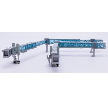 JC Wings Air Passenger Bridge 2 Gates for B737 Transparent Blue 1:400 +pre-order+