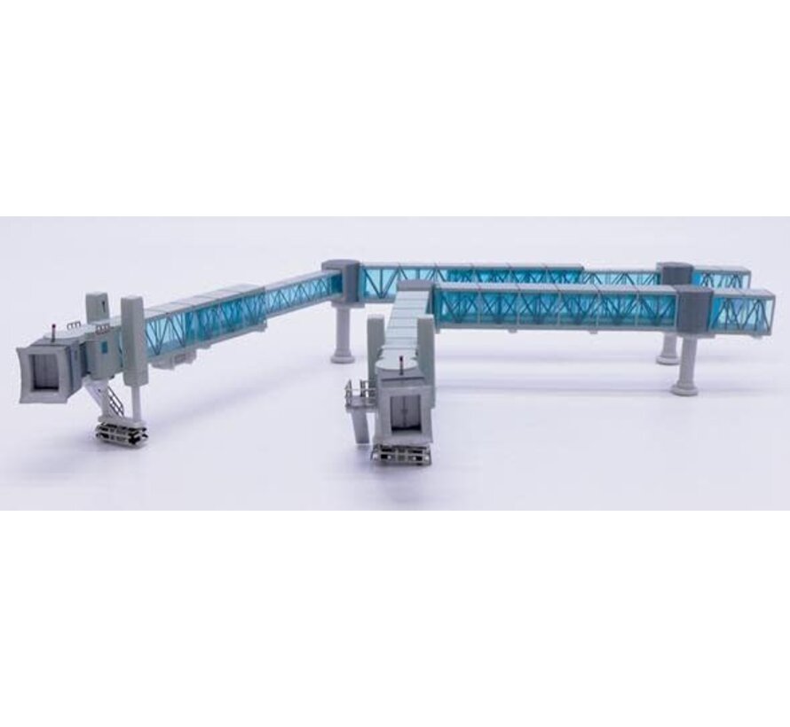Air Passenger Bridge 2 Gates for B737 Transparent Blue 1:400 +pre-order+