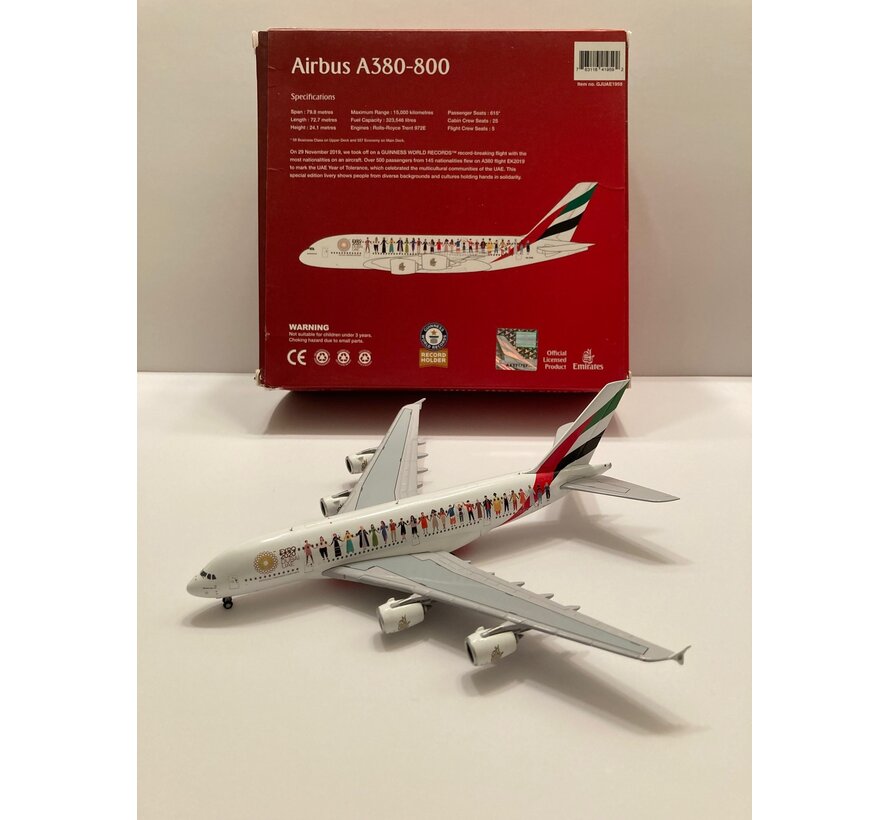 A380-800 Emirates Year of Tolerance livery A6-EVB 1:400**Collection sale