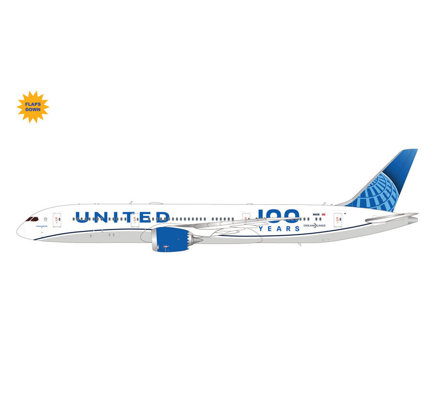 B787-9 United Airlines  N61101 “100 Years” (flaps down) 1:200 *Pre-Order