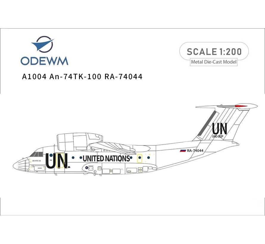 ODEWM Antonov An74TK-100 United Nations RA-74044 1:200 (No stand)  *Pre-Order