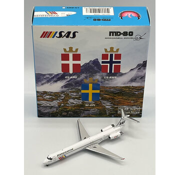 Phoenix Diecast MD82 SAS Scandinavian 1983 rainbow livery LN-RMN 1:400 +New arrival+