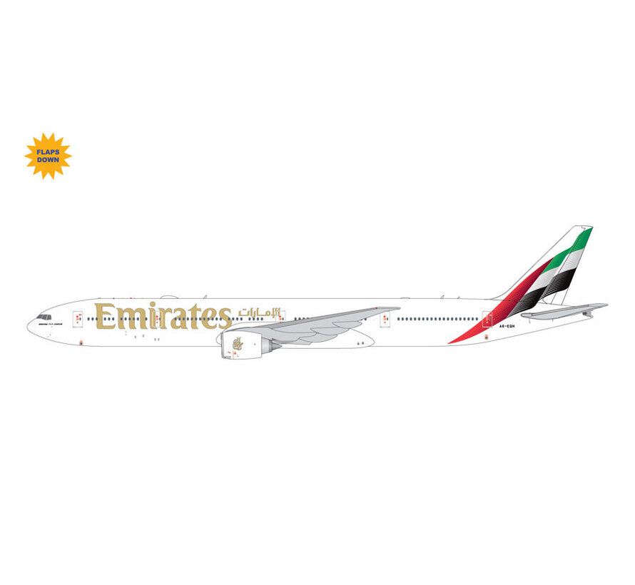 B777-300ER Emirates 2023 livery A6-EQH 1:400 flaps down +new arrival+