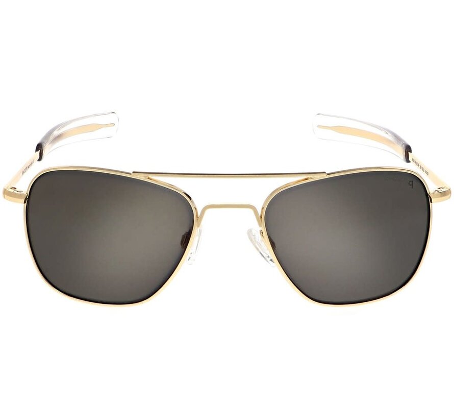 Aviator Military Special Edition 23K Gold E.P.  Clear Skytec™ Glass Polarized American Gray 55MM