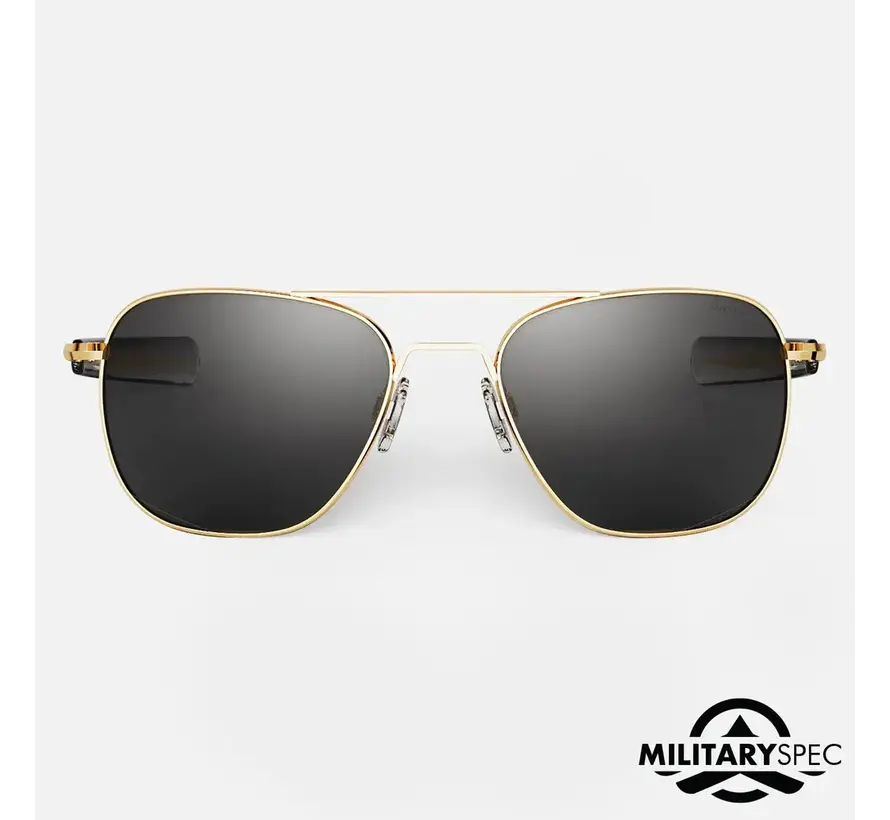 Aviator Military Special Edition 23K Gold E.P.  Clear Skytec™ Glass Polarized American Gray 55MM