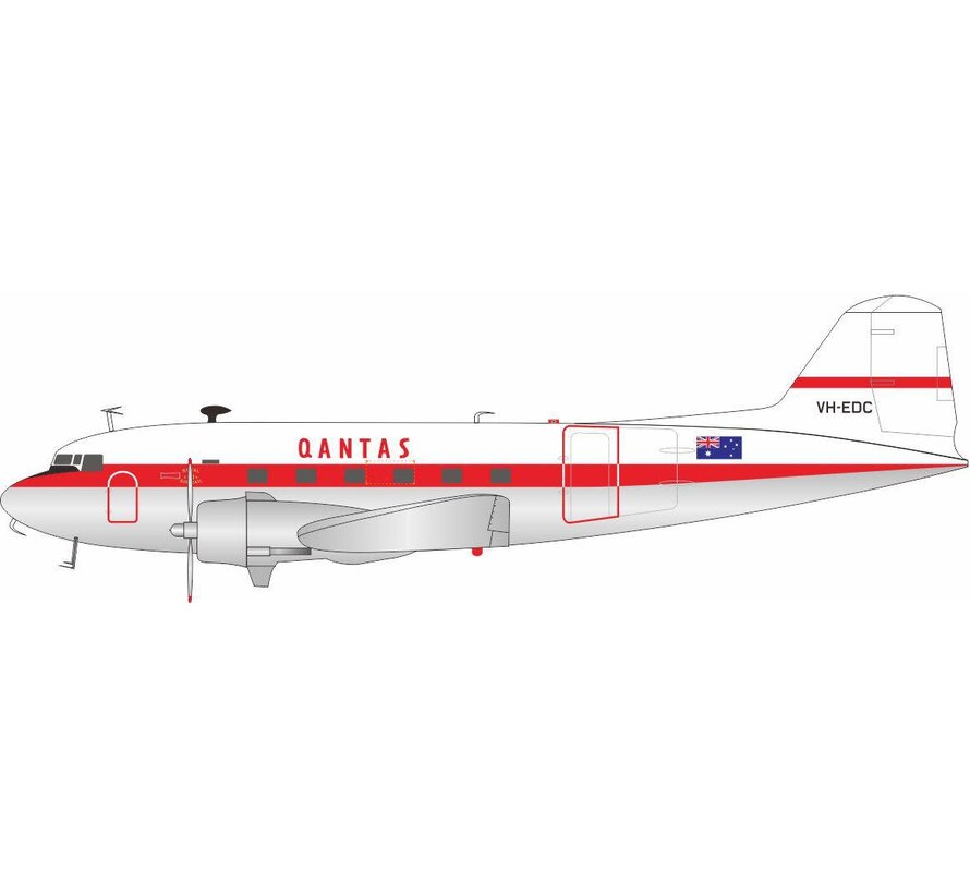 DC3 QANTAS red cheatline livery VH-EDC 1:200 +PRE-ORDER+