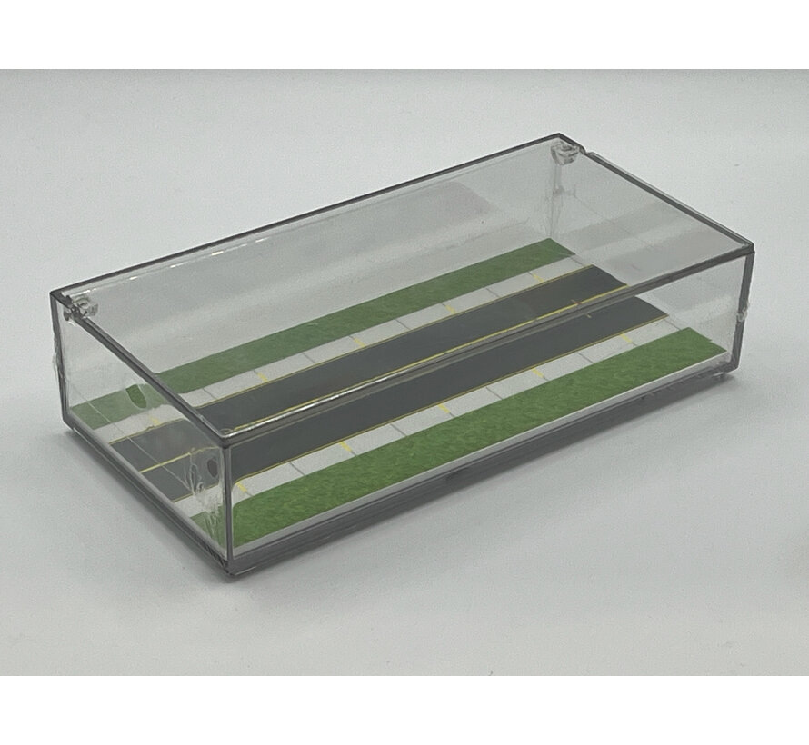 Acrylic Display Case with Diorama Base Straight Taxiway 1:400 8" x 4" x 2" inches