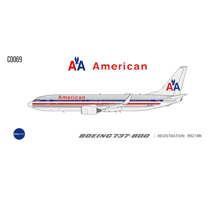B737-800W American Airlines AA livery N921NN 1:400 winglets  +Pre-order+