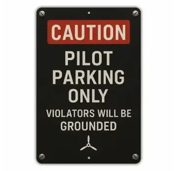 Caution: Pilot Parking Only Metal Sign
