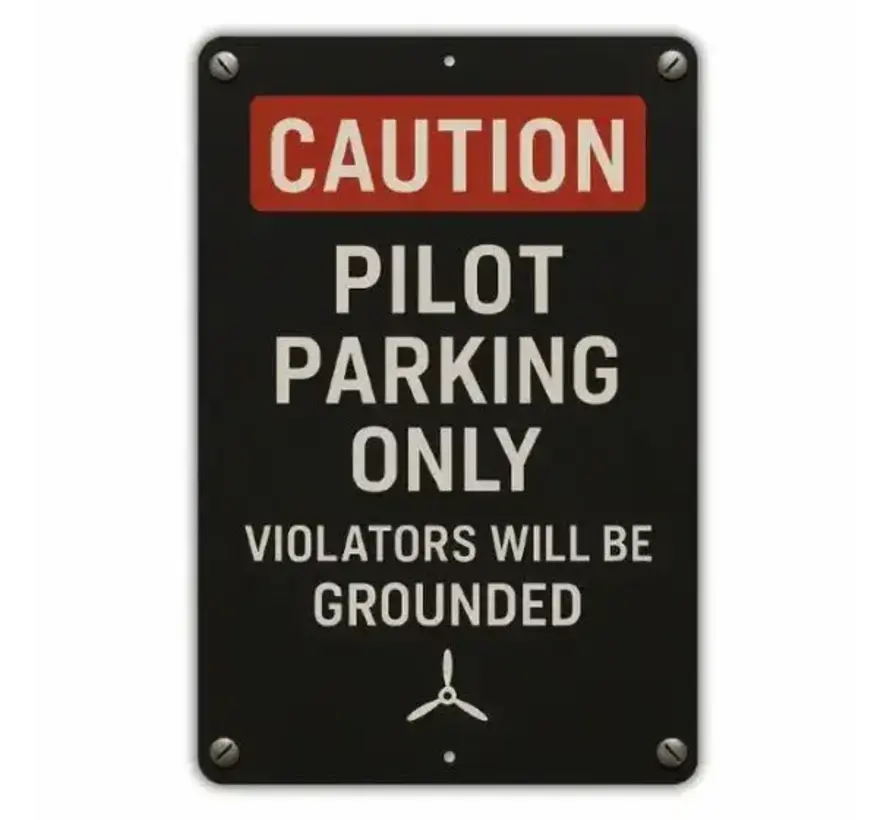 Caution: Pilot Parking Metal Sign