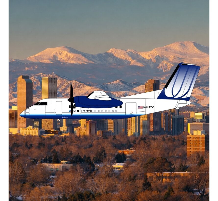 dash-8 Q200 United Airlines Blue Tulip Livery N445YV 1:400 (V2) +New Arrival+