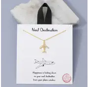 Gold Dipped Pave Airplane Pendant Necklace