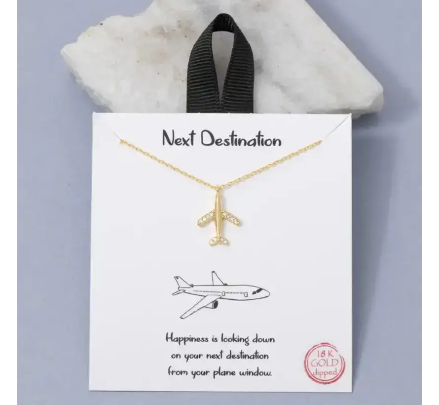 Gold Dipped Pave Airplane Pendant Necklace