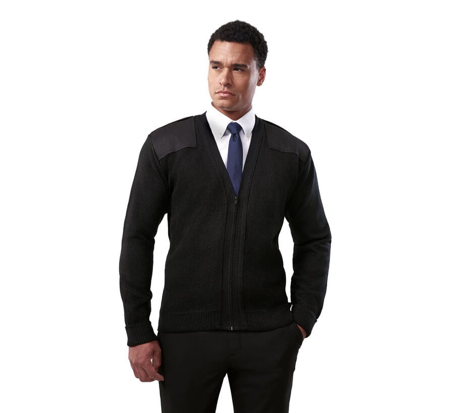 Uniform Sweater V-Neck Military Style Full Zip