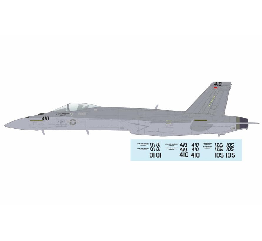FA18E Super Hornet Dagger Team Maverick 1:72 (with decals for 01, 105, 410) +New Arrival+