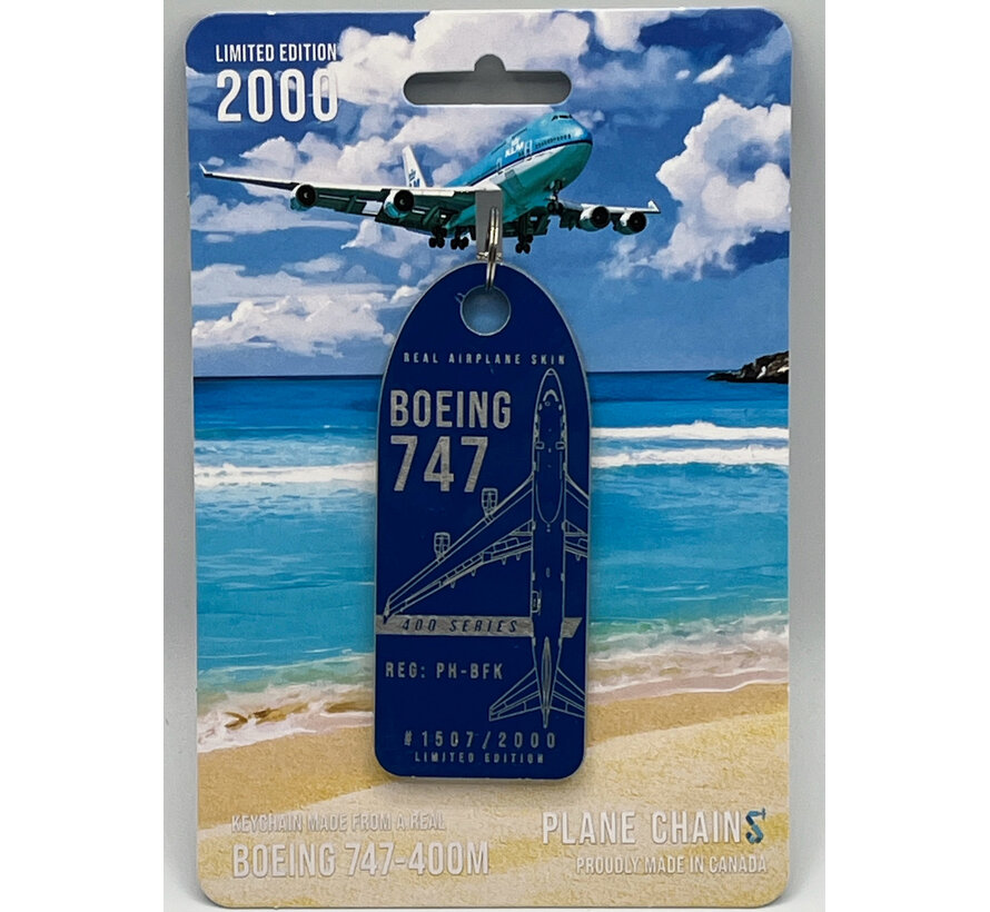 B747-400 KLM PH-BFK royal blue aircraft skin tag
