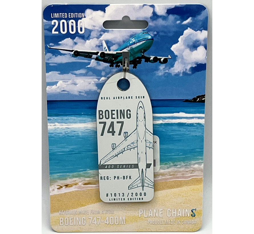 B747-400 KLM PH-BFK white aircraft skin tag